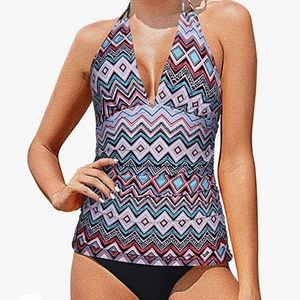 NWT Womens Geometric Print Tankini Swimsuit -XL